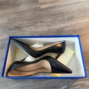 Stuart Weitzman Black Pointed Toe Leather Pumps